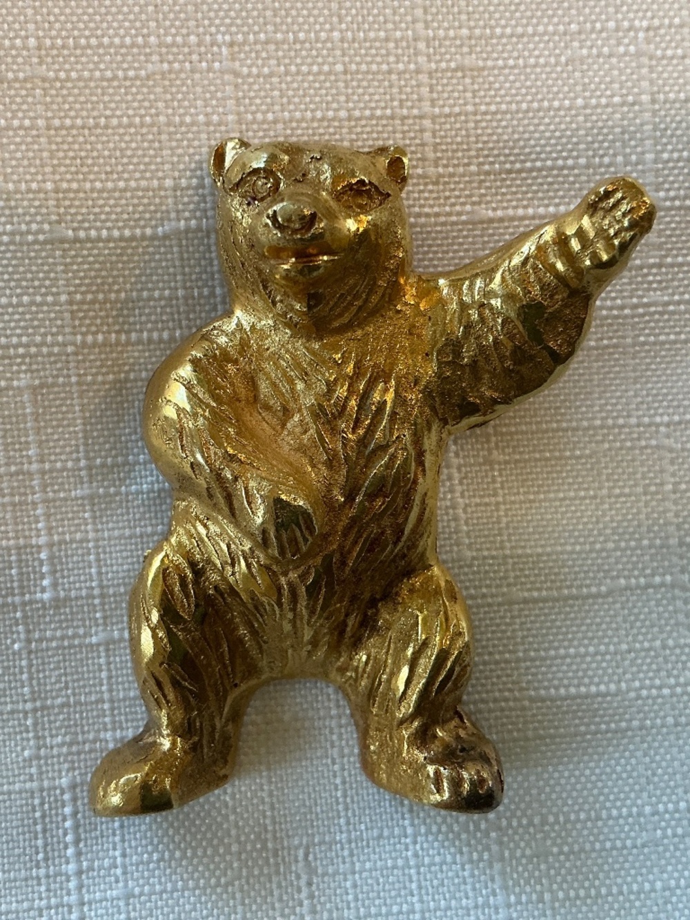 Hand Poured Gold Bear Brooch